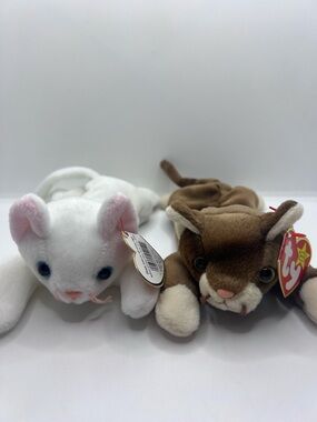 Vintage Ty Beanie Babies Flip and Pounce Cats Set With Tags Retired